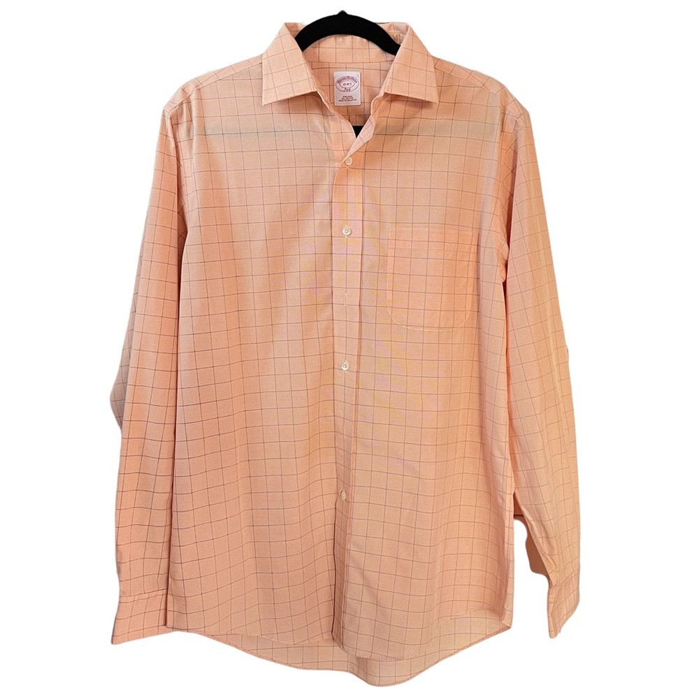 Vintage Brooks Brothers Botton Down Long Sleeve Orange Dress Shirt Size 15-4/5